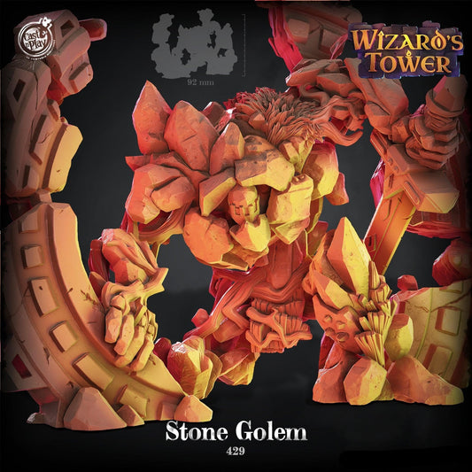 3D Printed Cast n Play Wizard's Tower - Stone Golem 28mm 32mm D&D