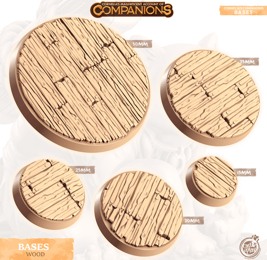 3D Printed Cast n Play Wood Bases Companion's Bases - Starter Pack Companions 28mm 32mm D&D