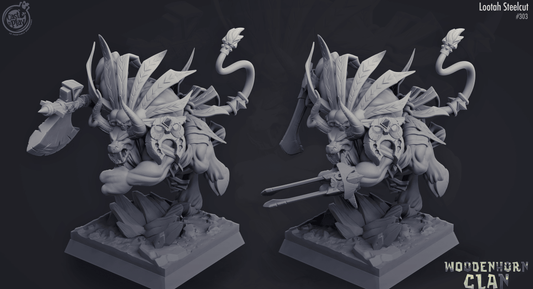 3D Printed Cast n Play Woodenhorn Clan - Lootah Steelcut 28mm 32mm D&D