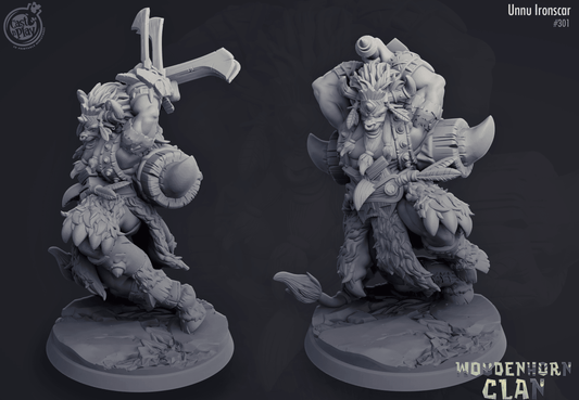 3D Printed Cast n Play Woodenhorn Clan - Unnu Ironscar 28mm 32mm D&D