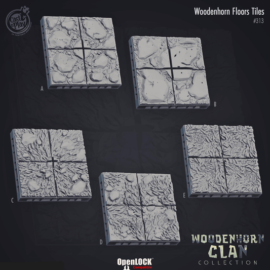 3D Printed Cast n Play Woodenhorn Clan - Woodenhorn Floors Tiles 28mm 32mm D&D