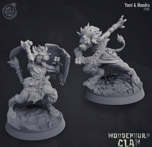 3D Printed Cast n Play Woodenhorn Clan - Yami and Maadru Minotaurs 28mm 32mm D&D