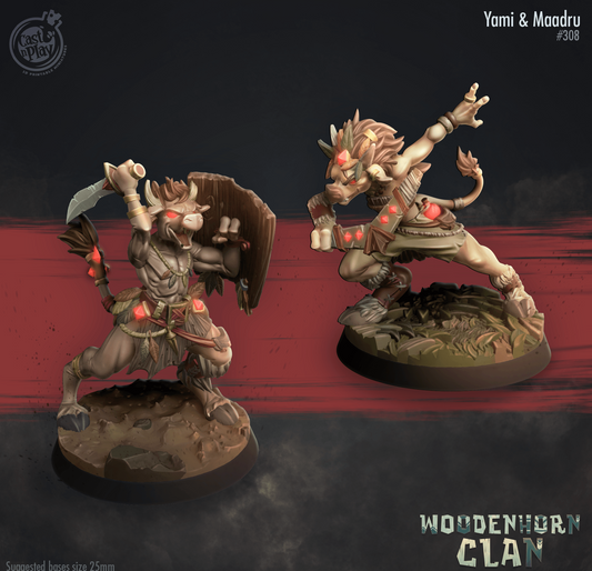 3D Printed Cast n Play Yami and Maadru Woodenhorn Clan 28mm 32mm D&D