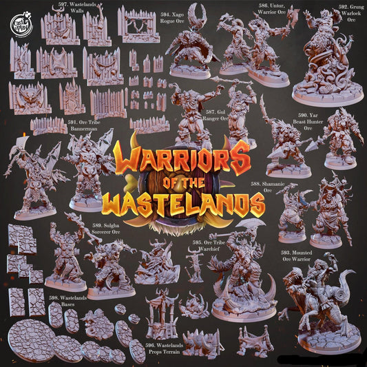 3D Printed Cast n Play Yar Beast Hunter Orc Warriors of the Wastelands 28mm 32mm D&D