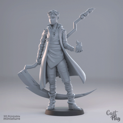 3D Printed Cast n Play Young Fire Wizard 28mm 32mm D&D