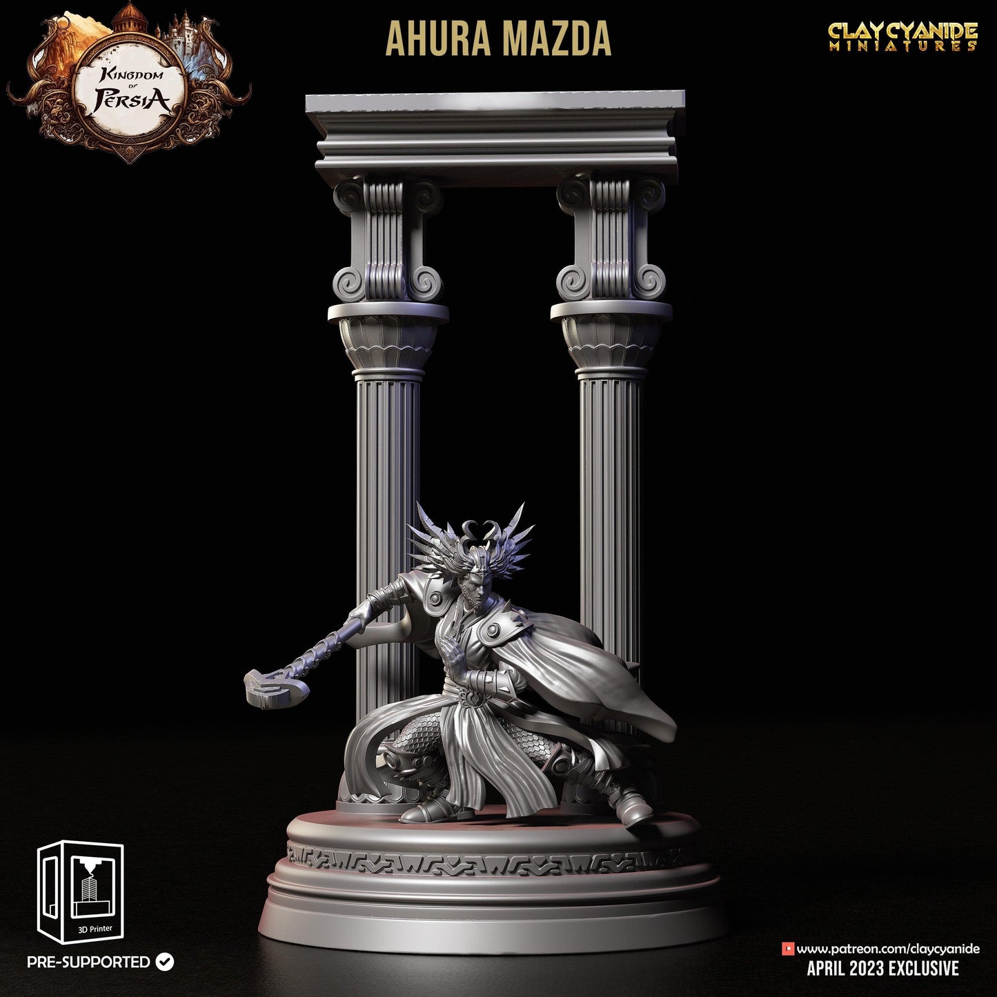 3D Printed Clay Cyanide Ahura Mazda Kingdom of Persia 28 32 mm D&D