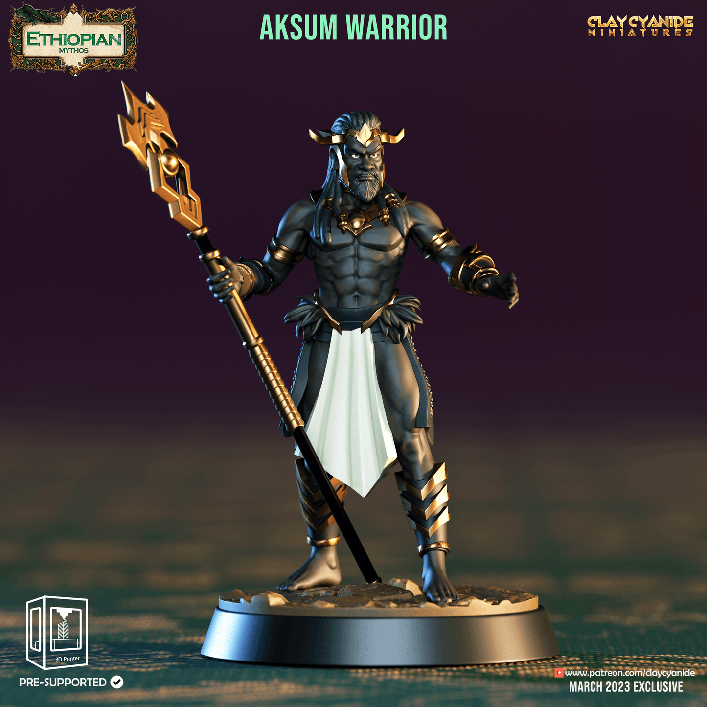 3D Printed Clay Cyanide Aksum Warriors Ethiopian Mythos 28 32 mm D&D