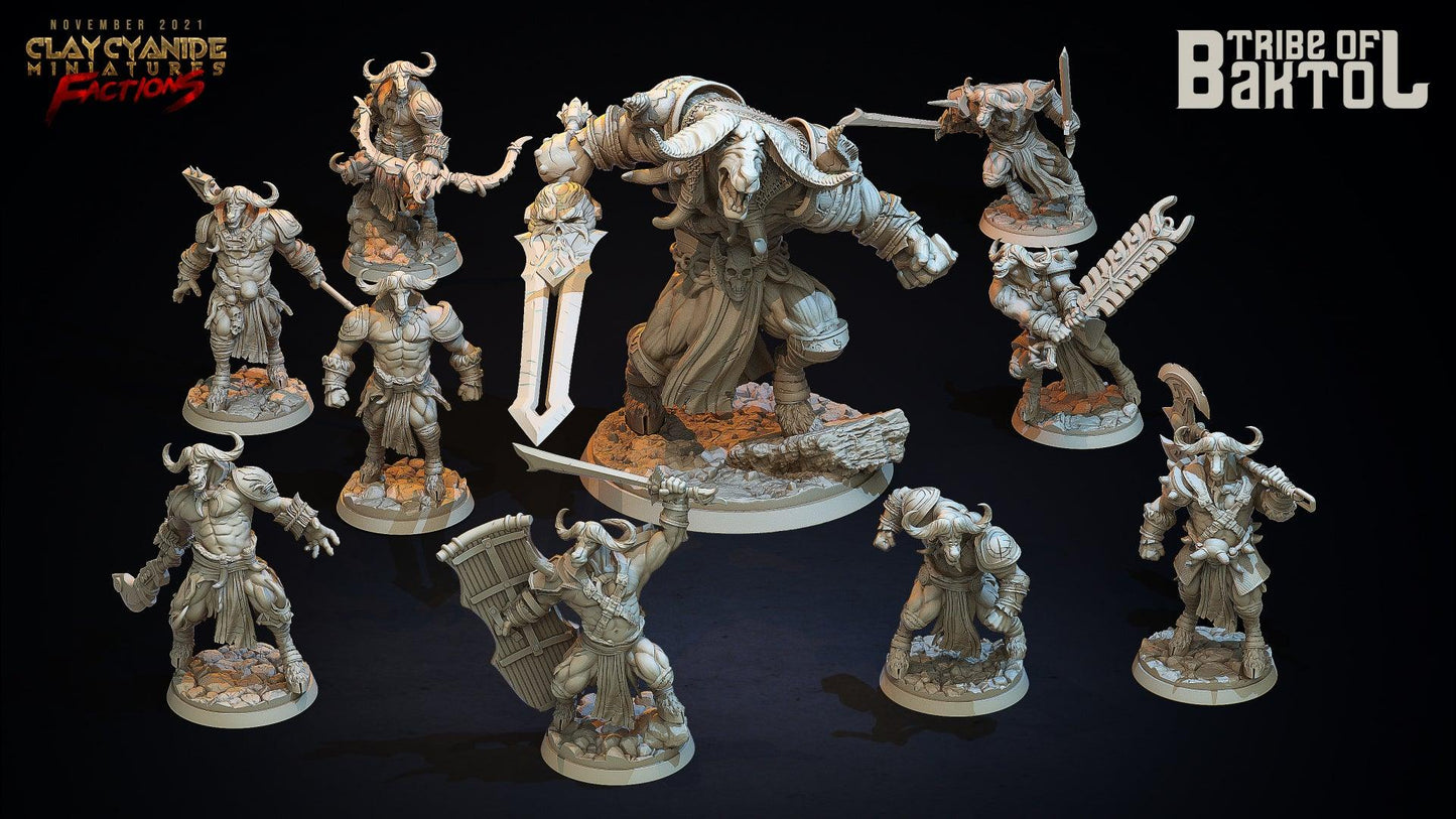 3D Printed Clay Cyanide Baktols Bull Minitours Factions Ragnarok D&D
