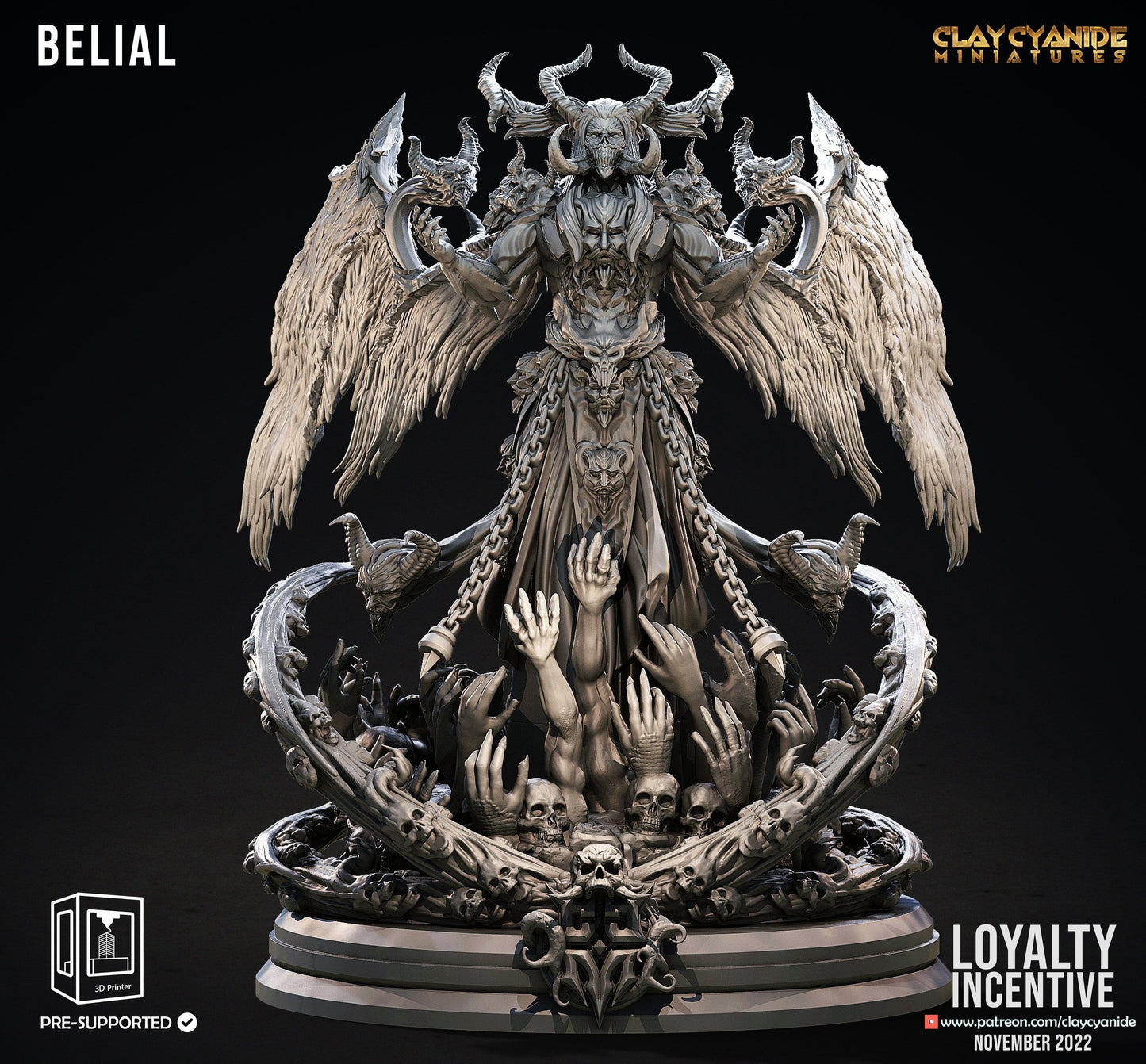 3D Printed Clay Cyanide Belial Princes of Hell Ragnarok D&D