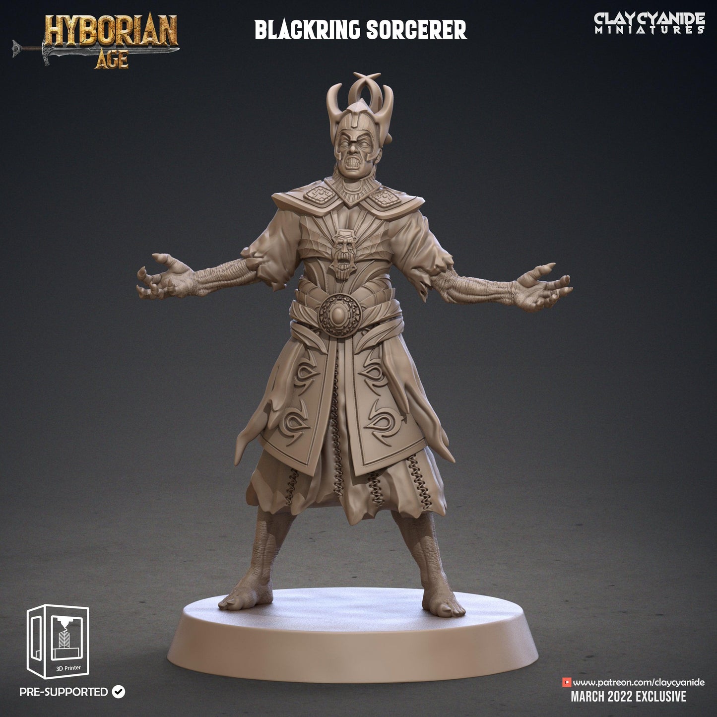 3D Printed Clay Cyanide Blackring Sorcerers Set Hyborean Age 28mm -32mm Ragnarok D&D