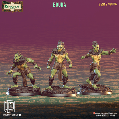3D Printed Clay Cyanide Bouda Ethiopian Mythos 28 32 mm D&D