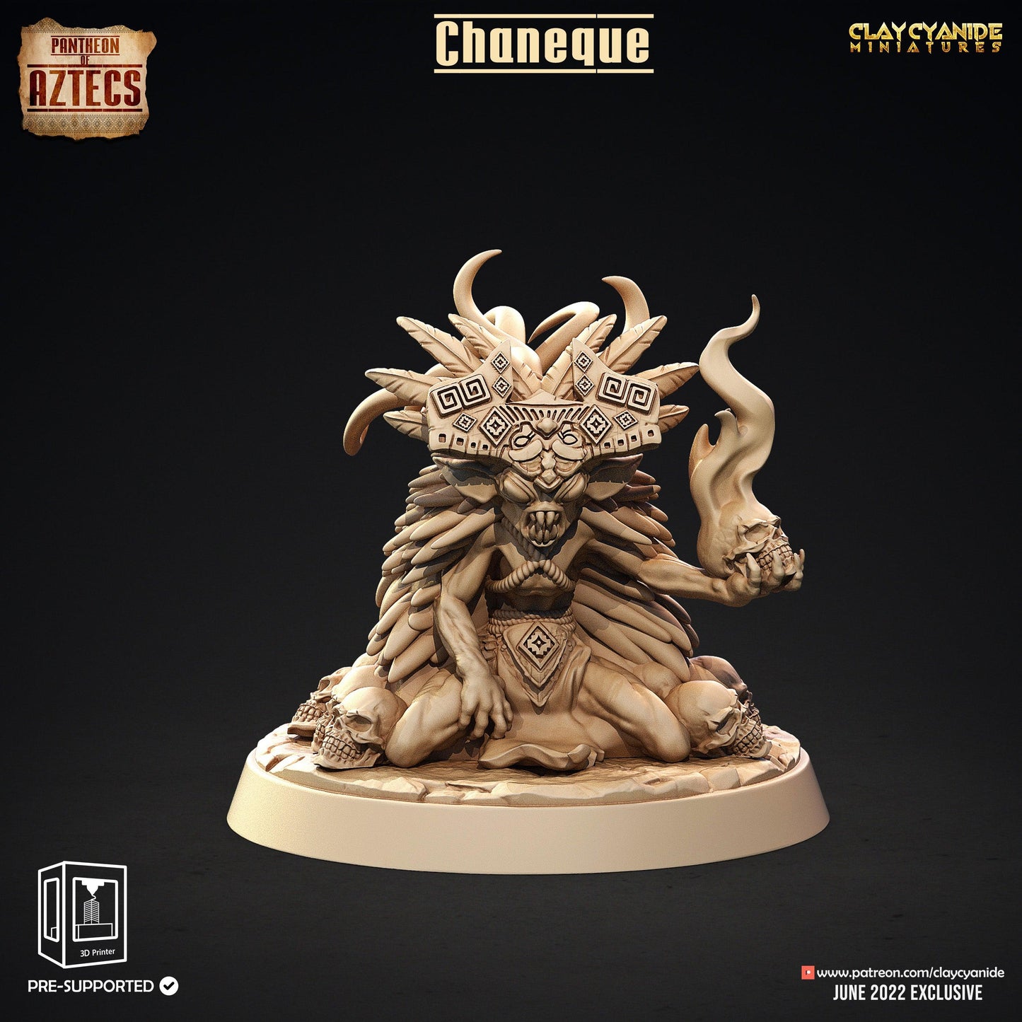 3D Printed Clay Cyanide Chaneque Set Pantheon of Aztecs Ragnarok D&D
