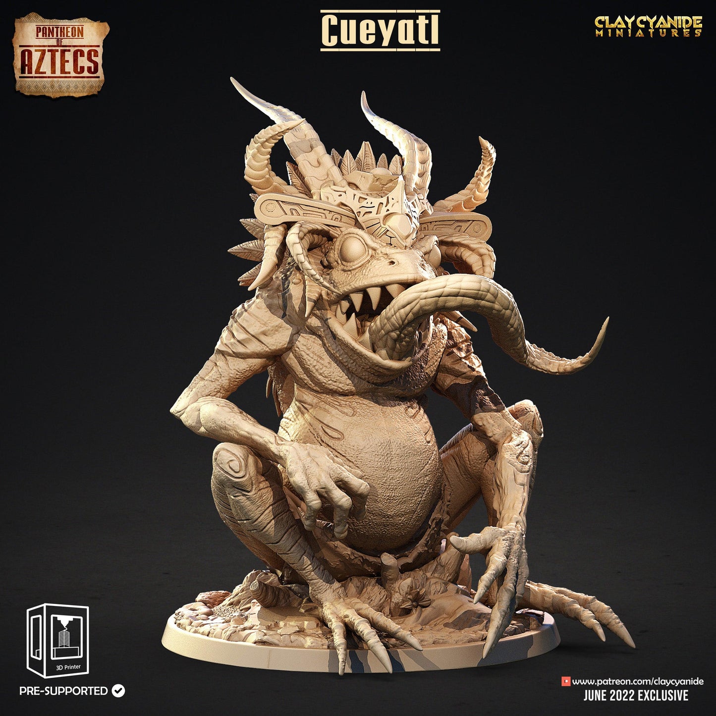 3D Printed Clay Cyanide Cueyatl Set Pantheon of Aztecs Ragnarok D&D
