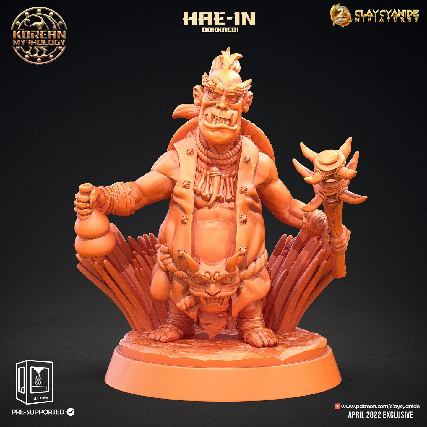 3D Printed Clay Cyanide Dokkaebi Warriors Korean Mythology Ragnarok D&D