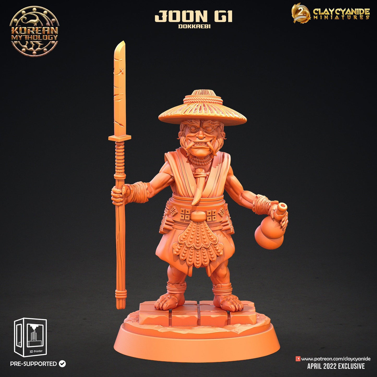 3D Printed Clay Cyanide Dokkaebi Warriors Korean Mythology Ragnarok D&D