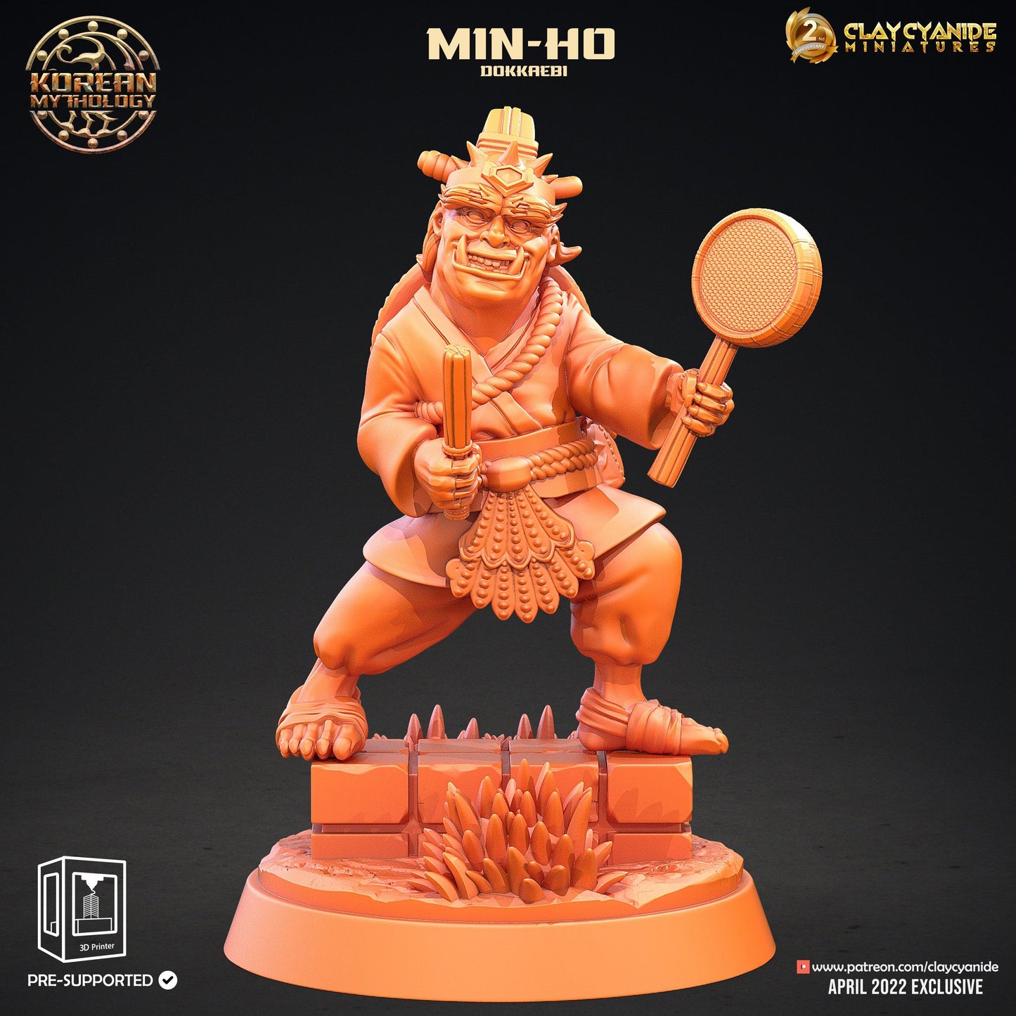 3D Printed Clay Cyanide Dokkaebi Warriors Korean Mythology Ragnarok D&D