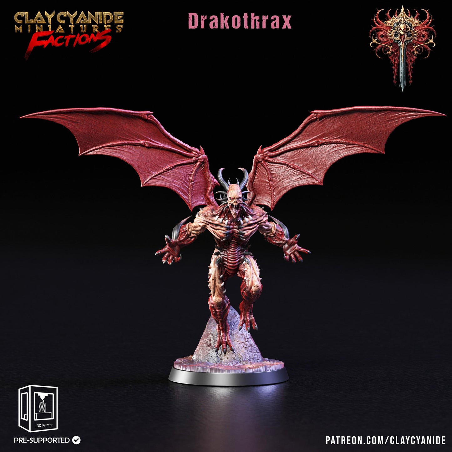 3D Printed Clay Cyanide Dreadblood Maulers Factions 28 32 mm D&D