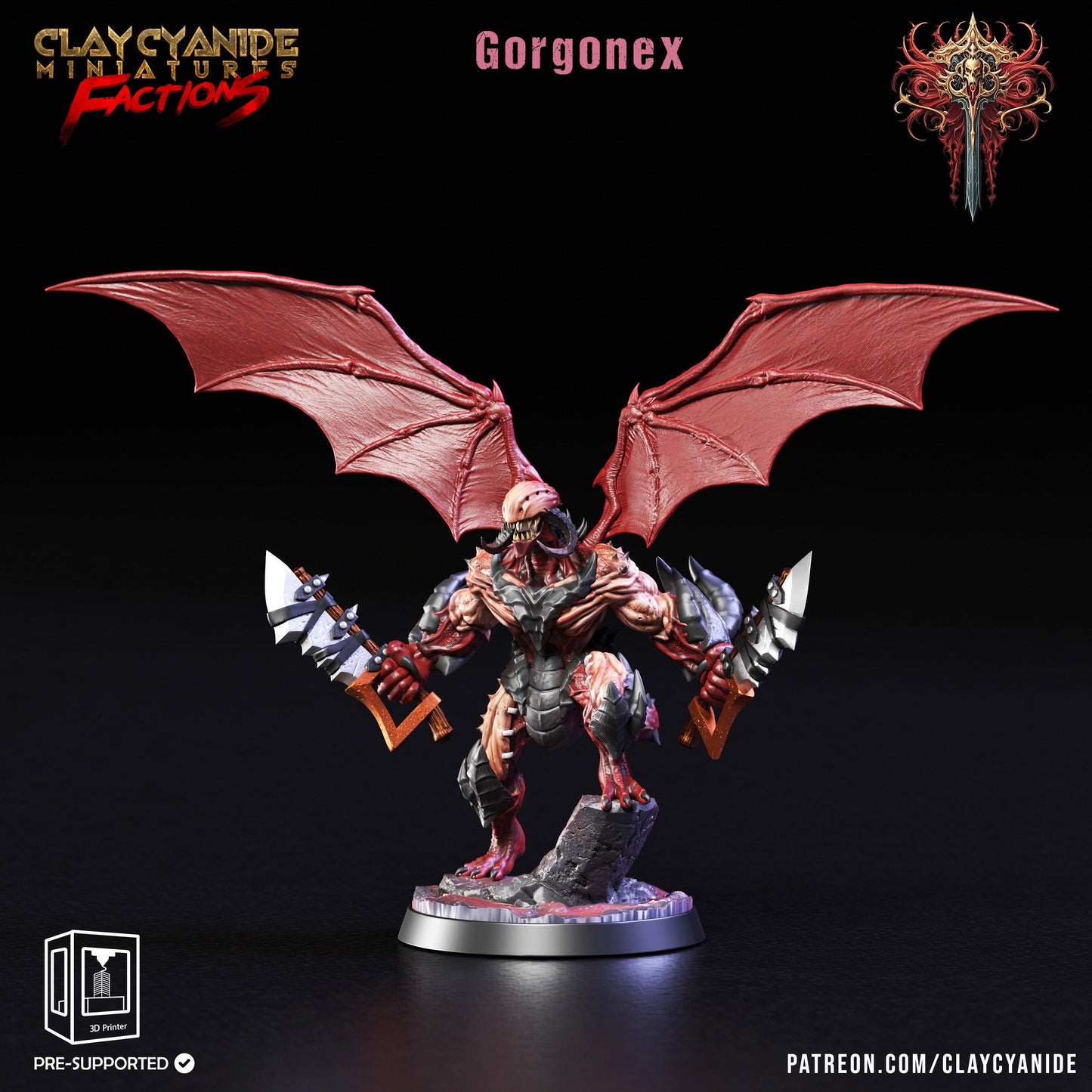 3D Printed Clay Cyanide Dreadblood Maulers Factions 28 32 mm D&D