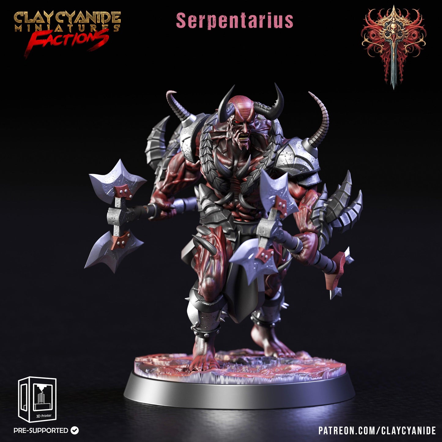 3D Printed Clay Cyanide Dreadblood Maulers Factions 28 32 mm D&D