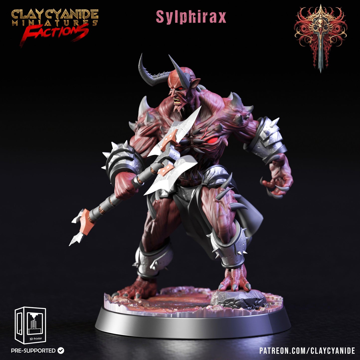3D Printed Clay Cyanide Dreadblood Maulers Factions 28 32 mm D&D