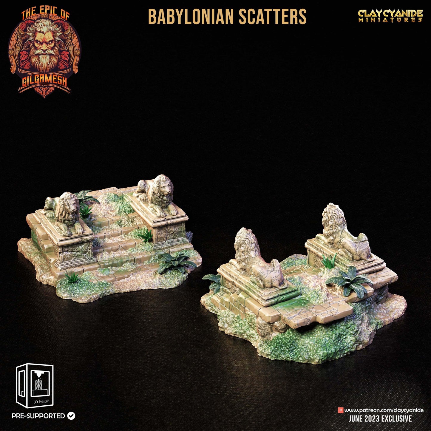 3D Printed Clay Cyanide Epic of Gilgamesh Set Babylonian Scatter Terrain 28 32 mm D&D