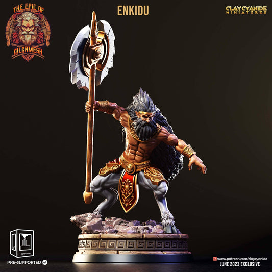 3D Printed Clay Cyanide Epic of Gilgamesh Set Enkidu 28 32 mm D&D