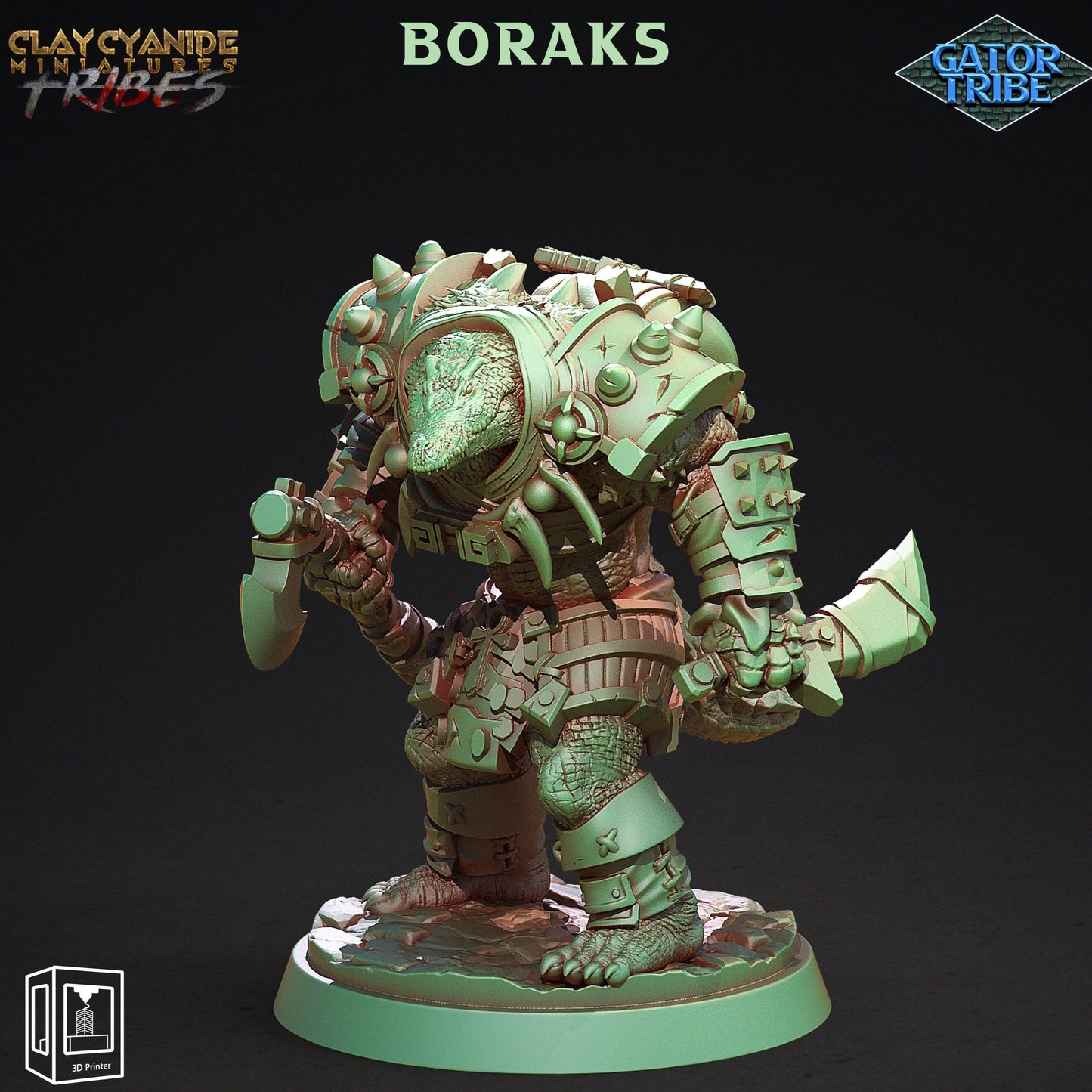 3D Printed Clay Cyanide Gator Factions Tribes Ragnarok D&D