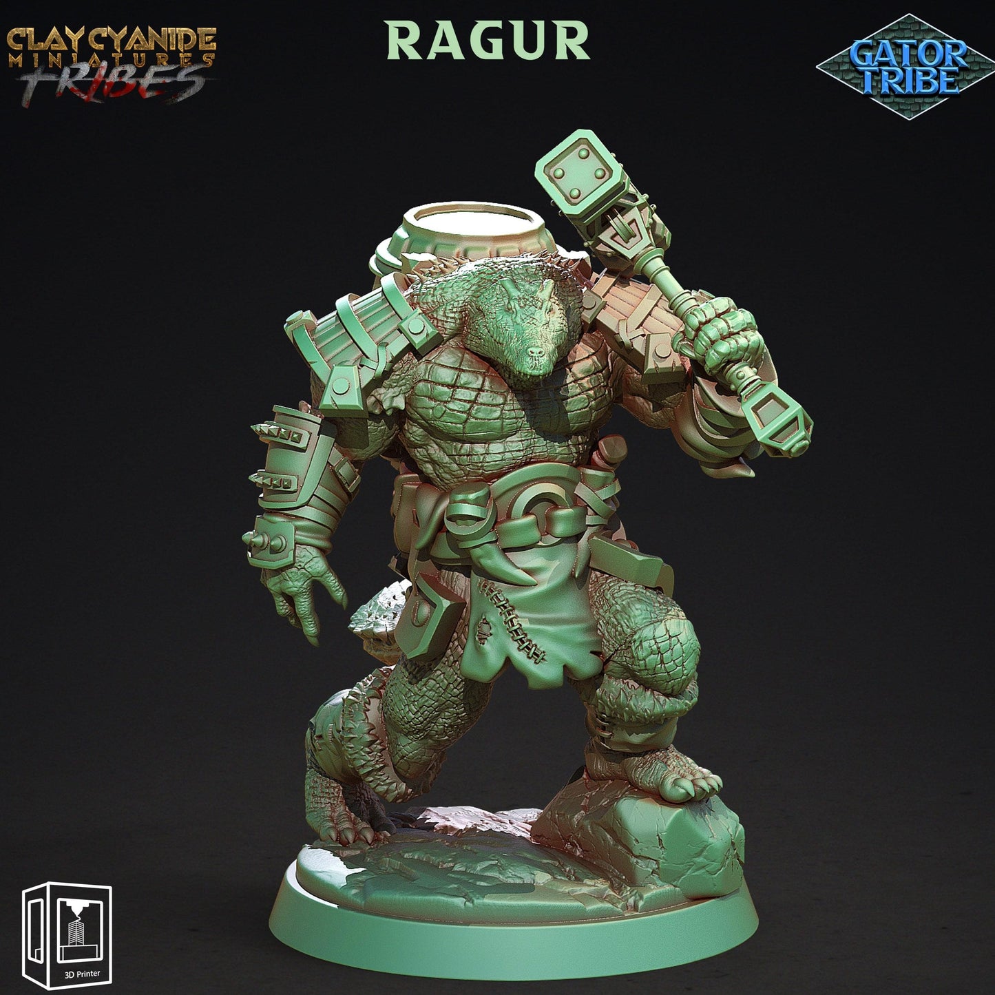 3D Printed Clay Cyanide Gator Factions Tribes Ragnarok D&D