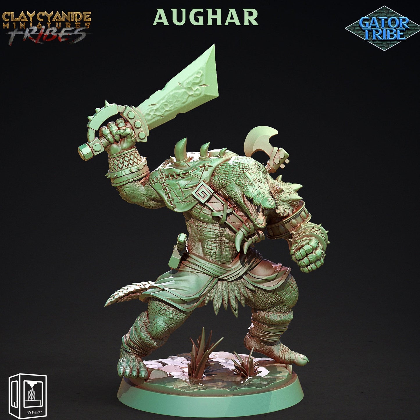 3D Printed Clay Cyanide Gator Factions Tribes Ragnarok D&D
