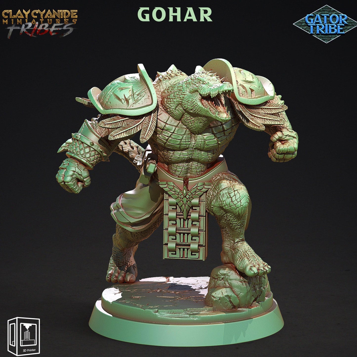 3D Printed Clay Cyanide Gator Factions Tribes Ragnarok D&D