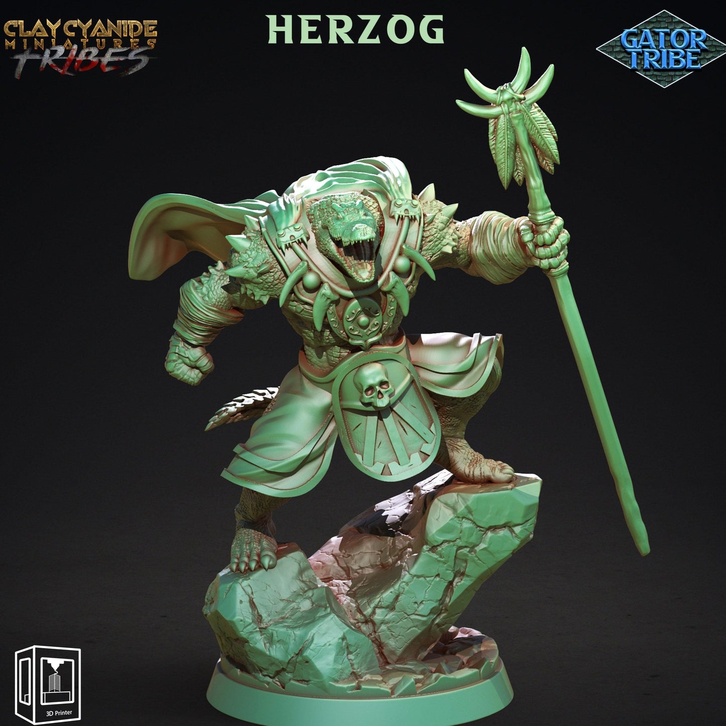 3D Printed Clay Cyanide Gator Factions Tribes Ragnarok D&D