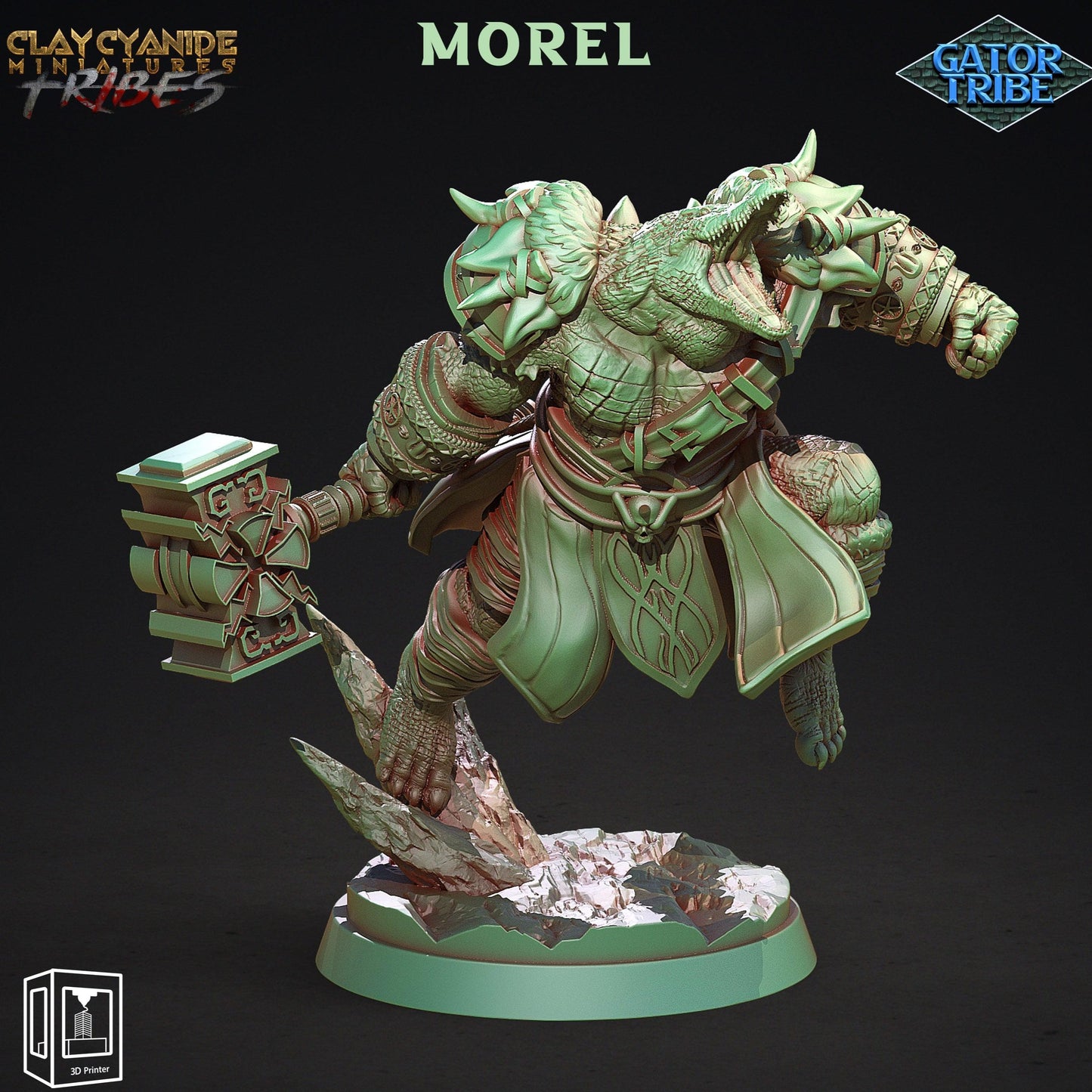3D Printed Clay Cyanide Gator Factions Tribes Ragnarok D&D