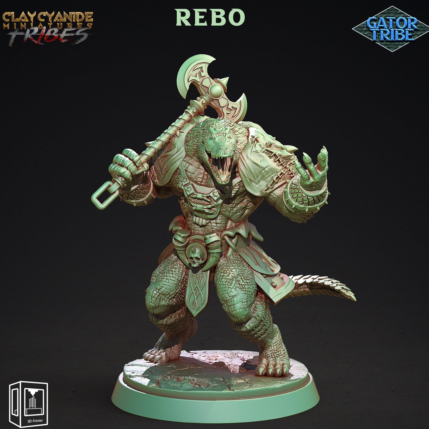 3D Printed Clay Cyanide Gator Factions Tribes Ragnarok D&D