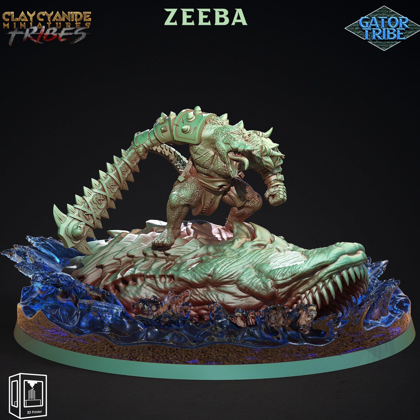 3D Printed Clay Cyanide Gator Factions Tribes Ragnarok D&D