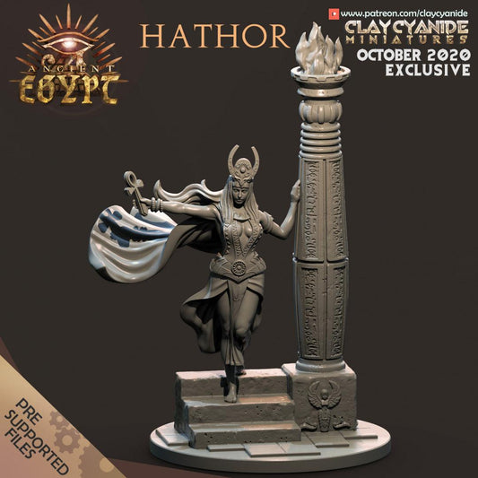 3D Printed Clay Cyanide Hathor Egyptian Mythology 28 32 mm D&D