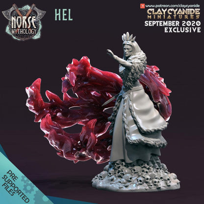 3D Printed Clay Cyanide Hel Norse Mythology 28 32 mm D&D