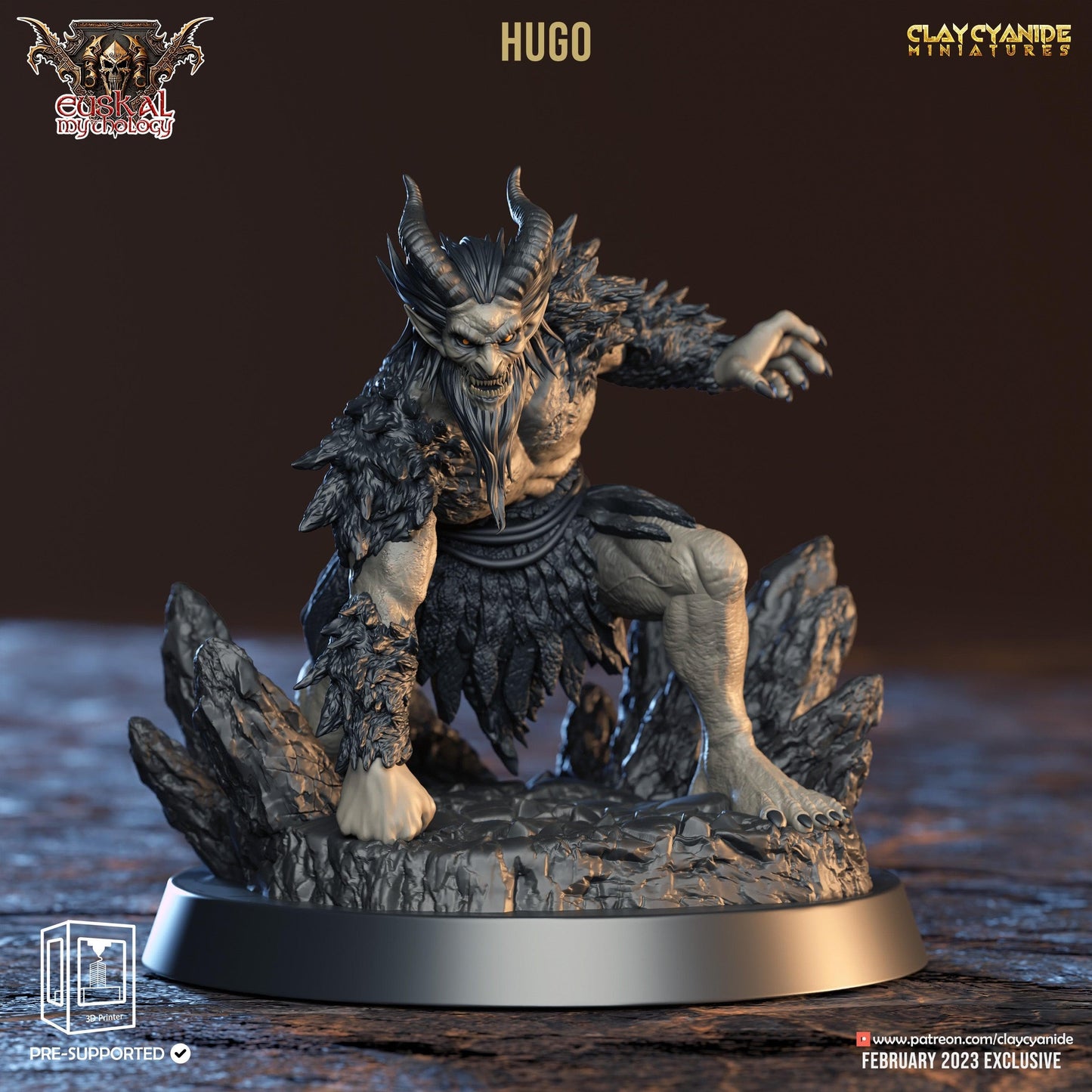 3D Printed Clay Cyanide Hugo Gaueko Euskal Mythology 28 32 mm D&D