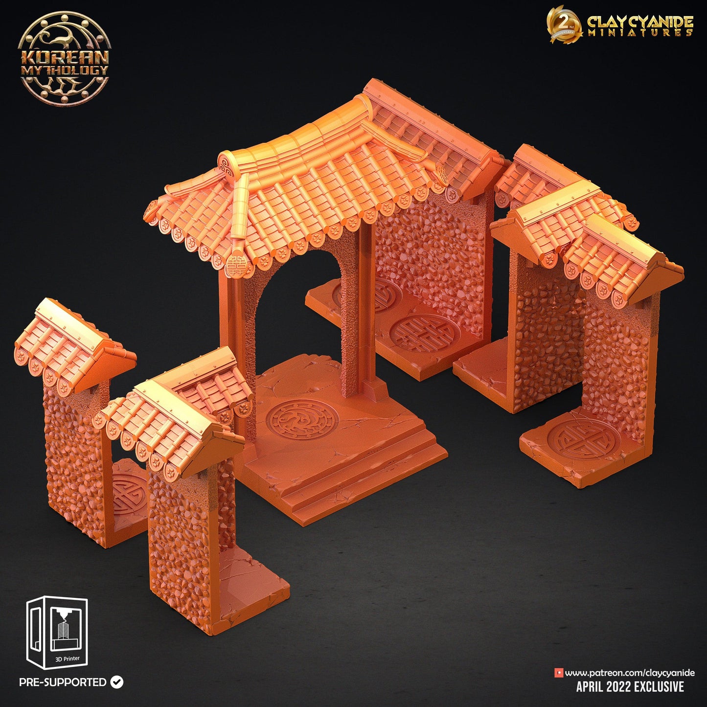 3D Printed Clay Cyanide Hwarang Wall Warriors Korean Mythology Ragnarok D&D