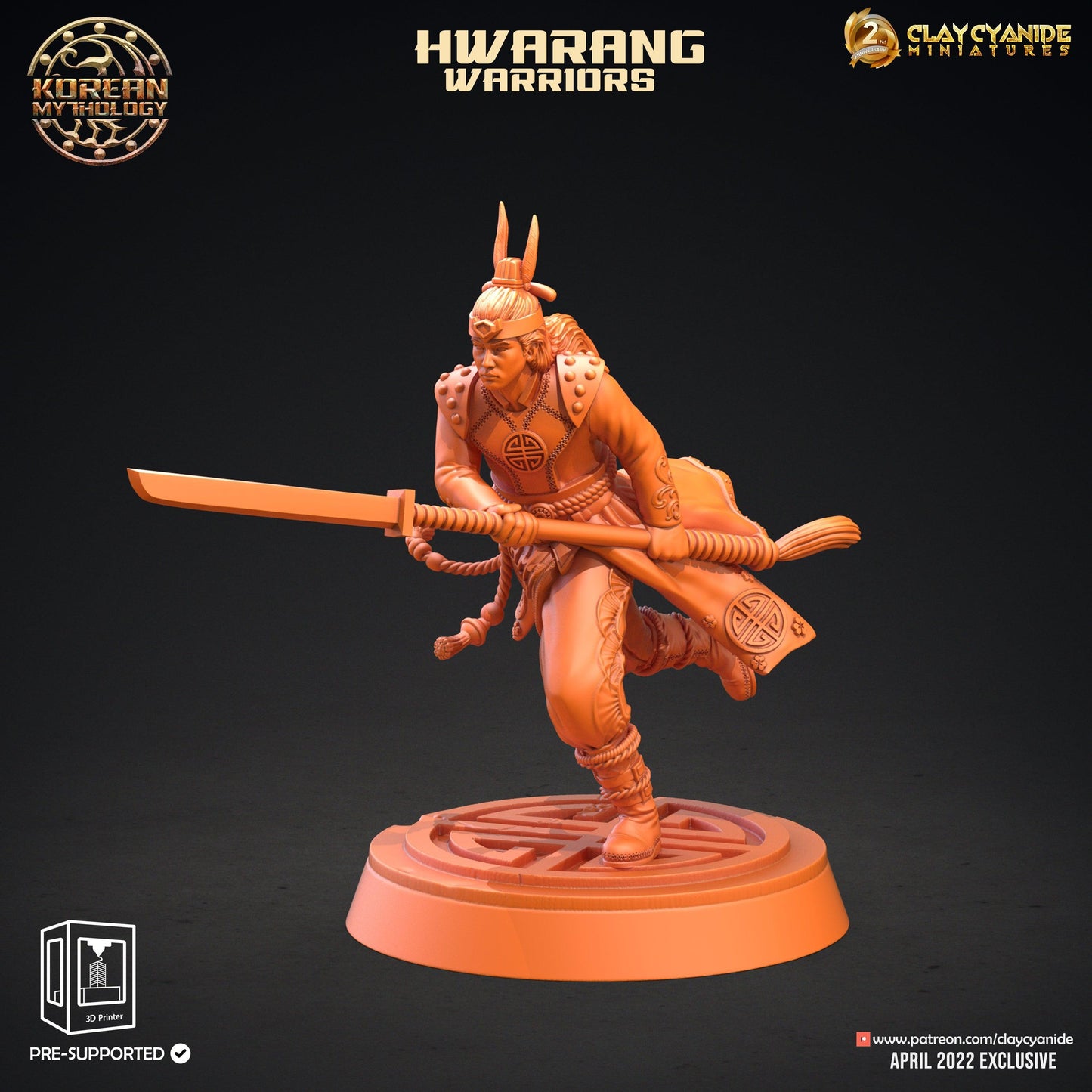 3D Printed Clay Cyanide Hwarang Wall Warriors Korean Mythology Ragnarok D&D