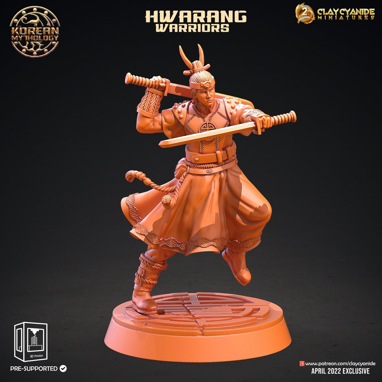 3D Printed Clay Cyanide Hwarang Wall Warriors Korean Mythology Ragnarok D&D