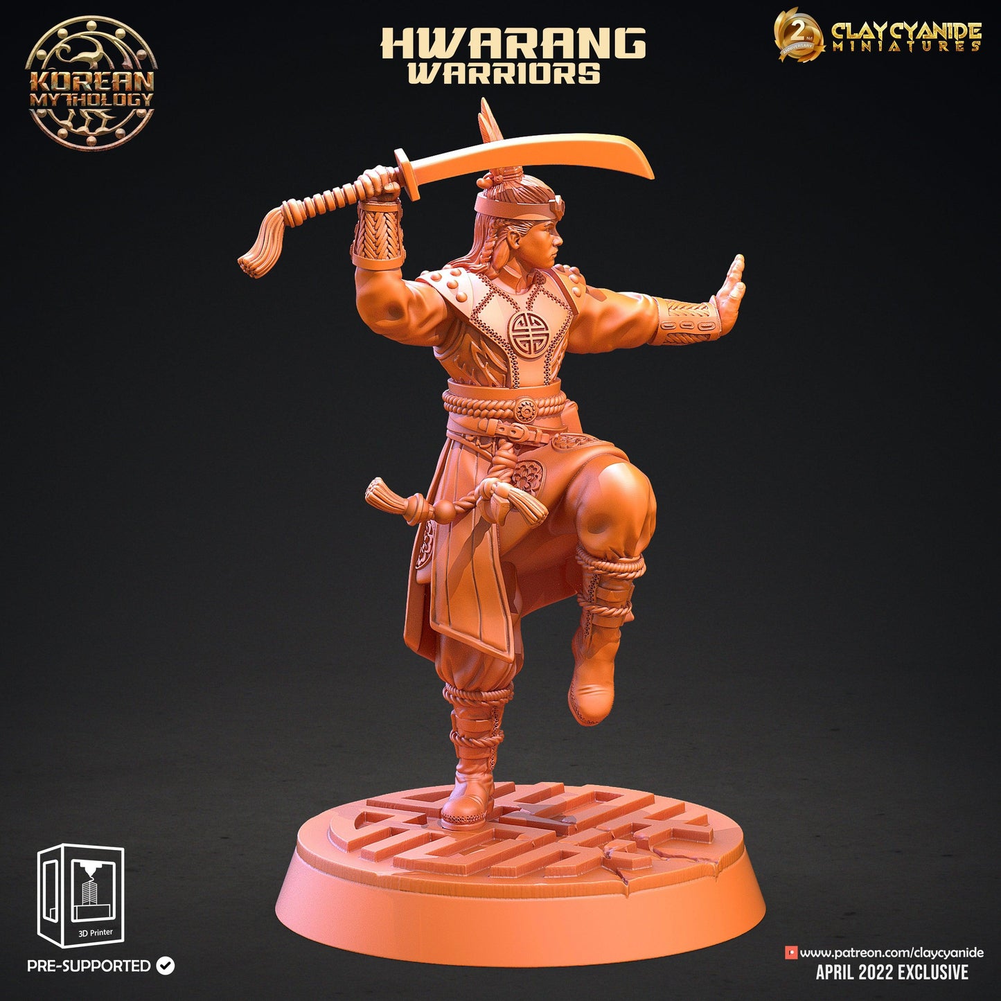 3D Printed Clay Cyanide Hwarang Wall Warriors Korean Mythology Ragnarok D&D