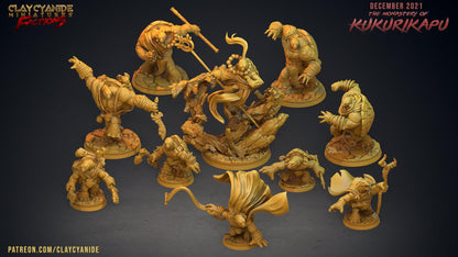 3D Printed Clay Cyanide Kukurikapu Monastery of Turtle-folk Factions Ragnarok D&D