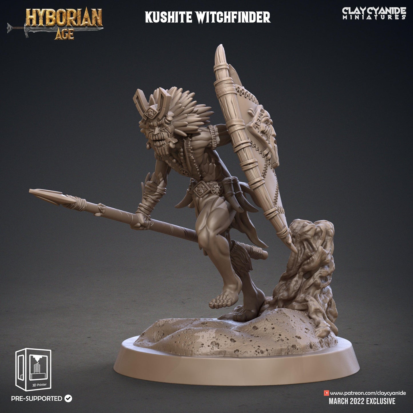 3D Printed Clay Cyanide Kushite Witch Finders Set Hyborian Age 28mm-32mm Ragnarok D&D