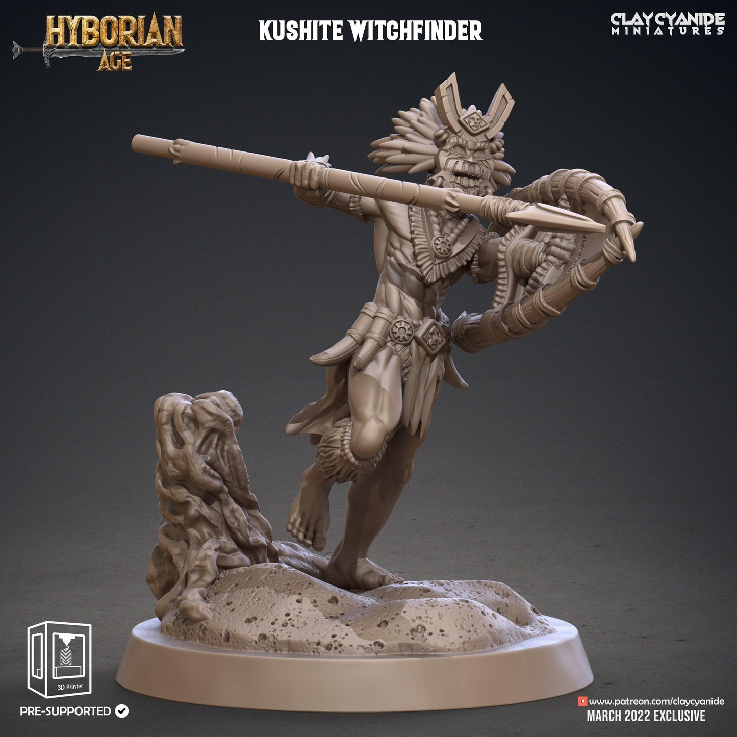 3D Printed Clay Cyanide Kushite Witch Finders Set Hyborian Age 28mm-32mm Ragnarok D&D