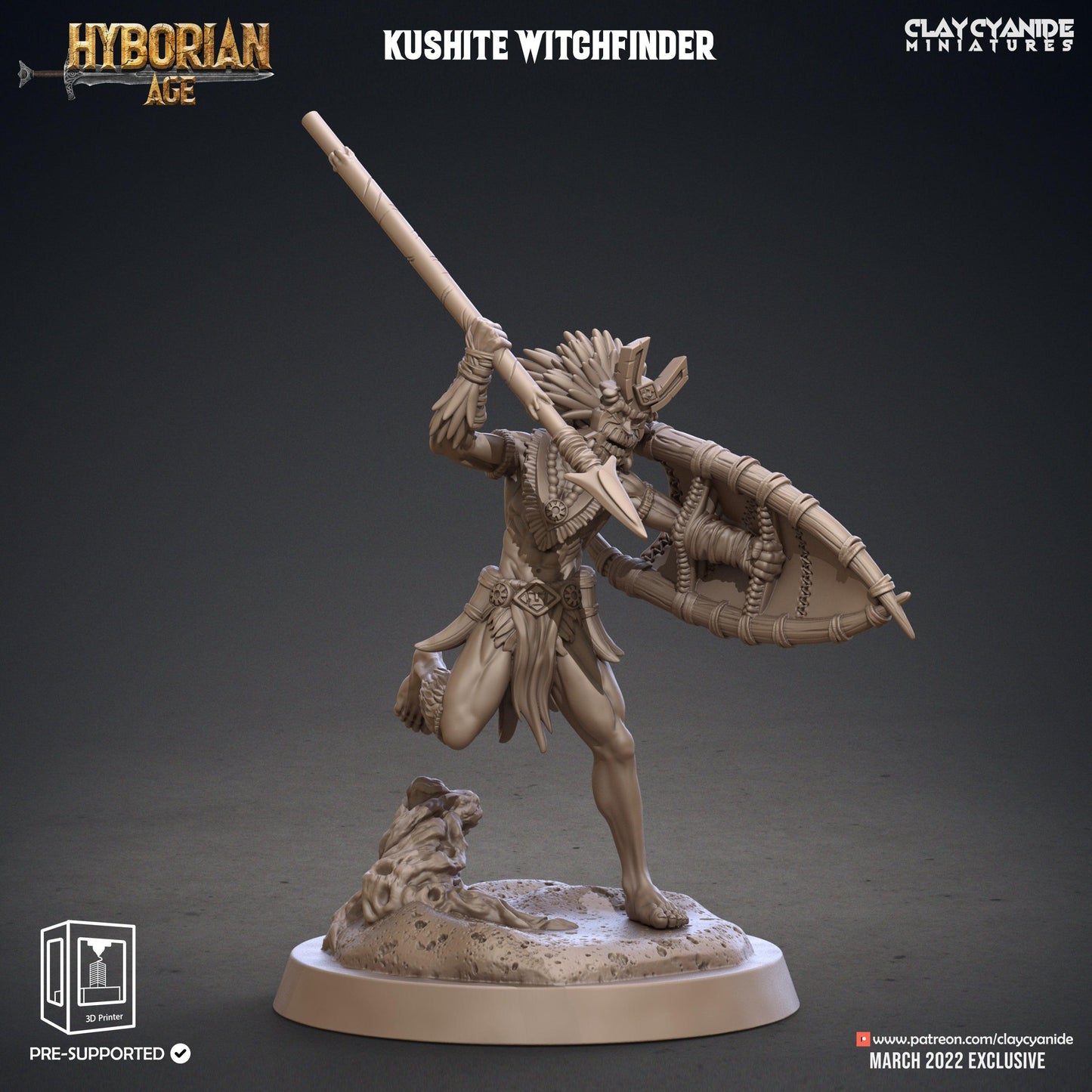 3D Printed Clay Cyanide Kushite Witch Finders Set Hyborian Age 28mm-32mm Ragnarok D&D