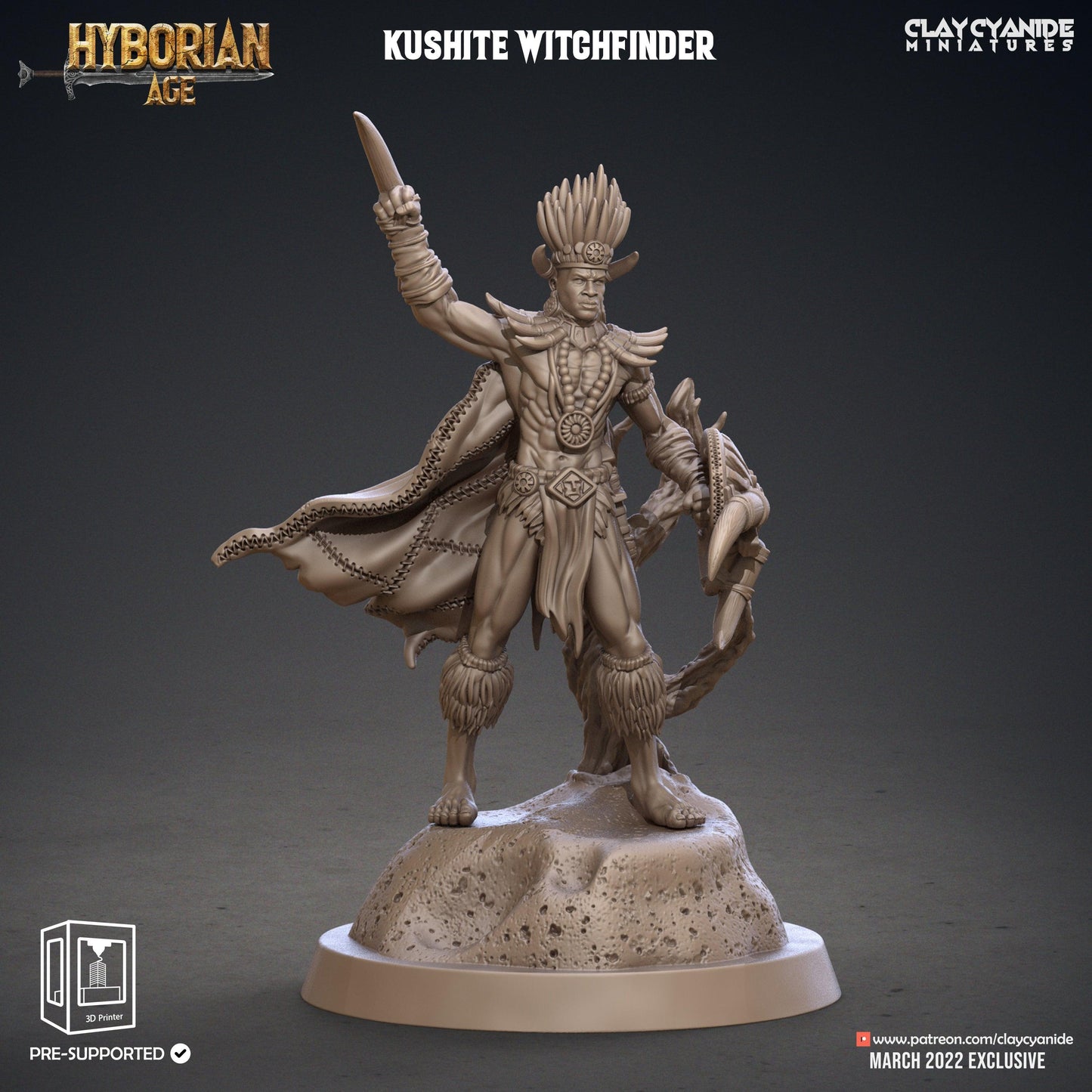 3D Printed Clay Cyanide Kushite Witch Finders Set Hyborian Age 28mm-32mm Ragnarok D&D