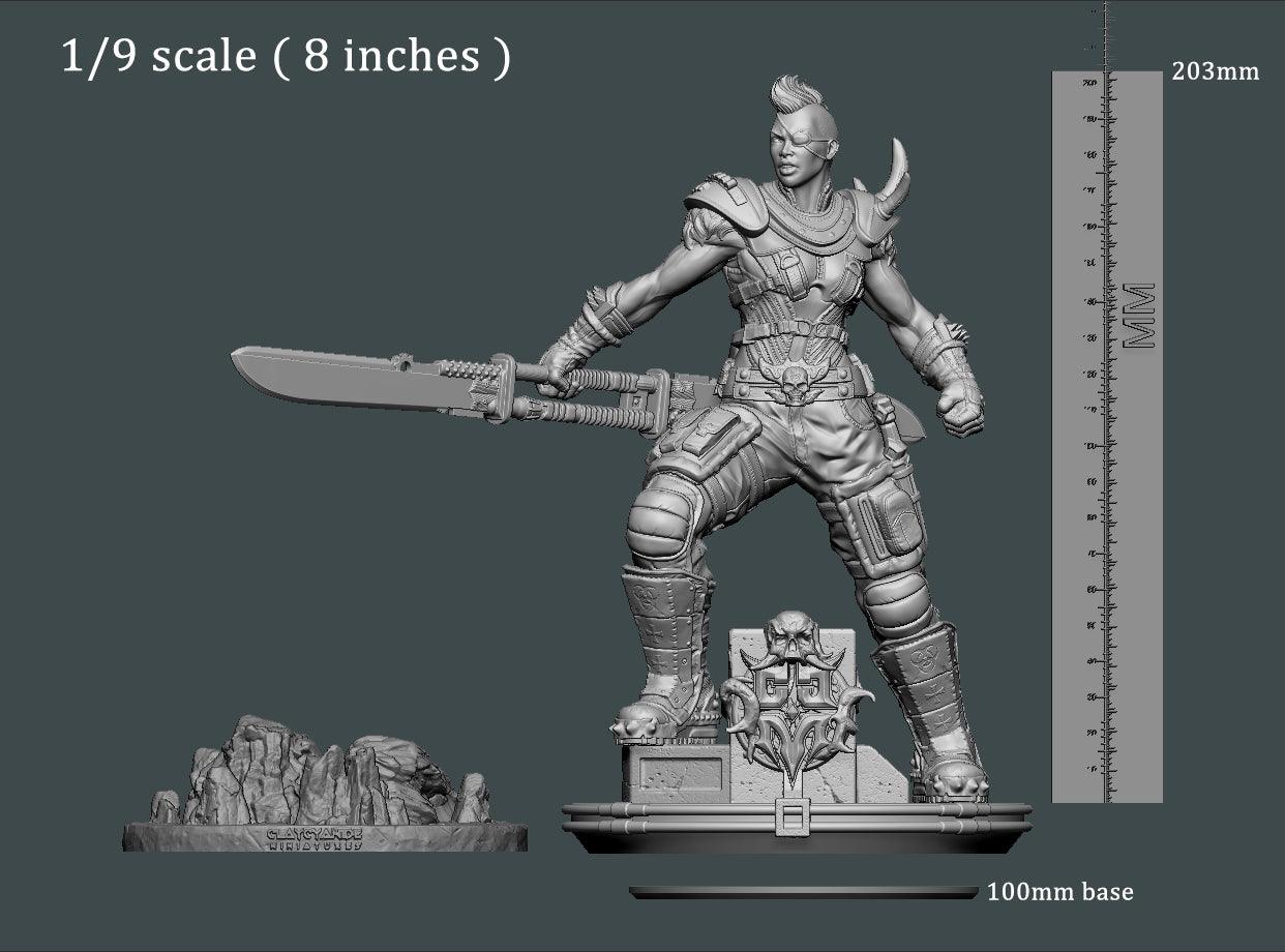 3D Printed Clay Cyanide Large Figure Lady Apokalypse Ragnarok D&D