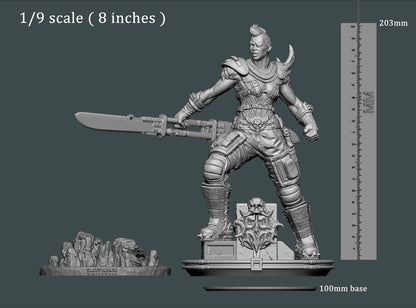 3D Printed Clay Cyanide Large Figure Lady Apokalypse Ragnarok D&D