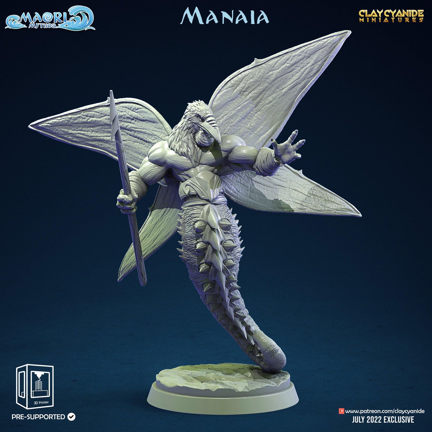 3D Printed Clay Cyanide Manaia Set Maori Mythos 28mm-32mm Ragnarok D&D