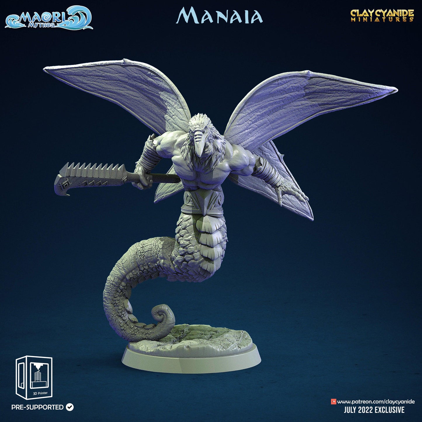 3D Printed Clay Cyanide Manaia Set Maori Mythos 28mm-32mm Ragnarok D&D